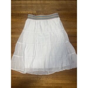 IZ Byer Girls Medium (10-12) White Tiered Knee Length Color Elastic Waist Skirt‎